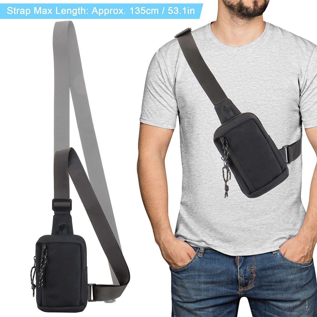 Men’s Shoulder Bag Oxford Chest Bag Sling Crossbody Bag Casual Travel Phone Bag