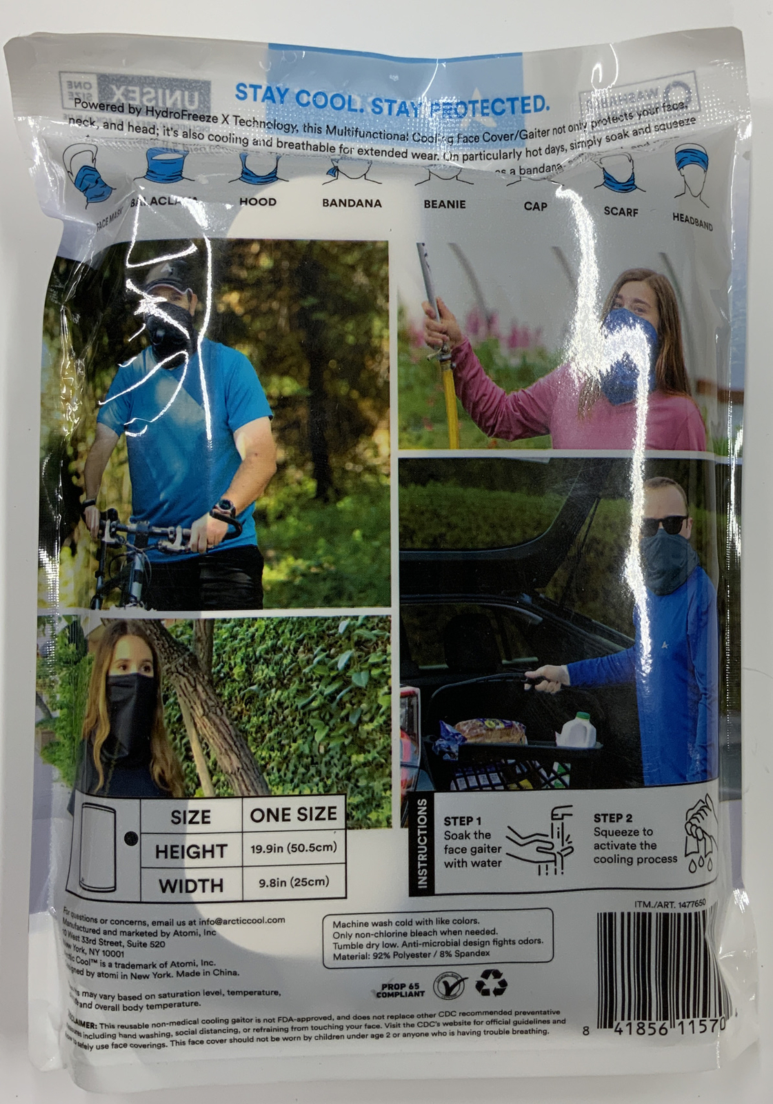 Cooling Face Mask Cover/Gaiter 3Pk Spray Sock Neck Cool Protector Cap Scarf Hood