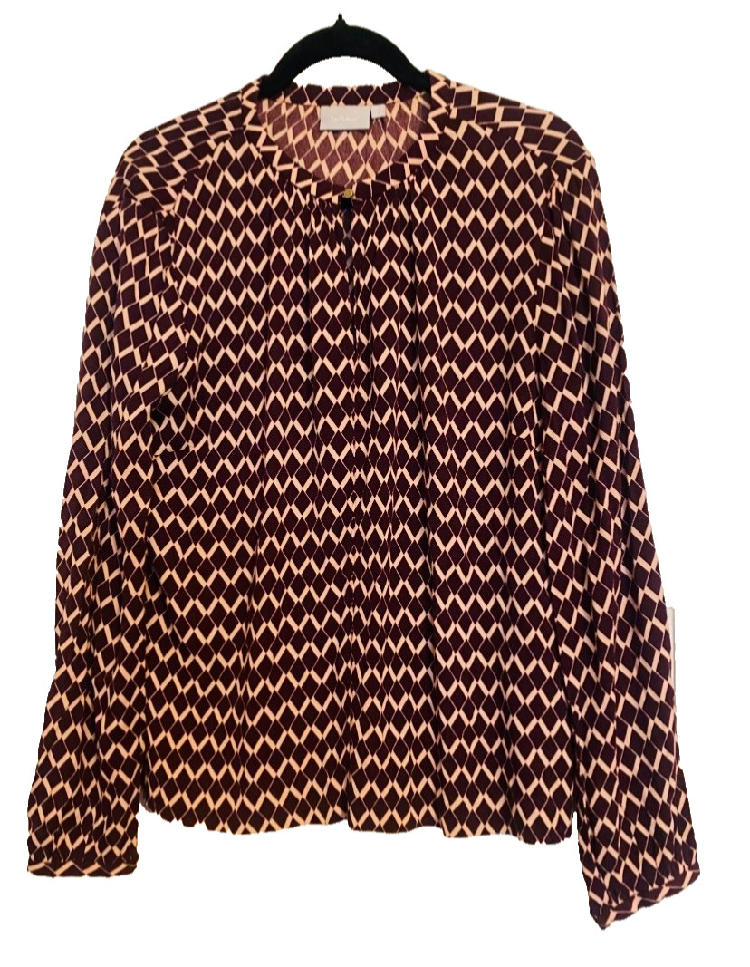 90s Minimalist Blouse Sz 12 Retro Geometric Artsy Basic Capsule Lagenlook InWear