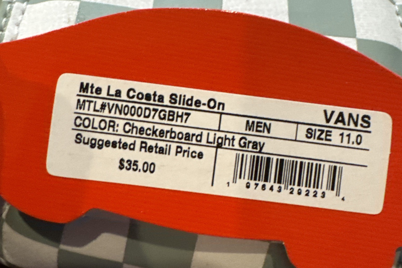 VANS La Costa Slide-On Sandals Light Gray Checkerboard VN000D7GBH7 Size 11 NWT