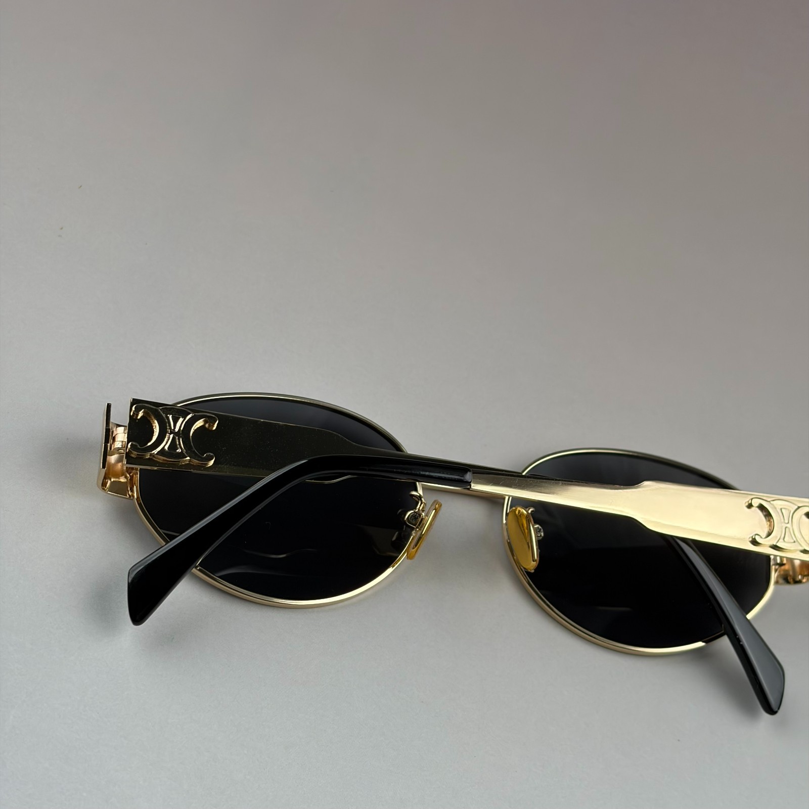 New In Box – Celine Women Men Sunglasses Triomphe Gold Metal Oval Frame Driving