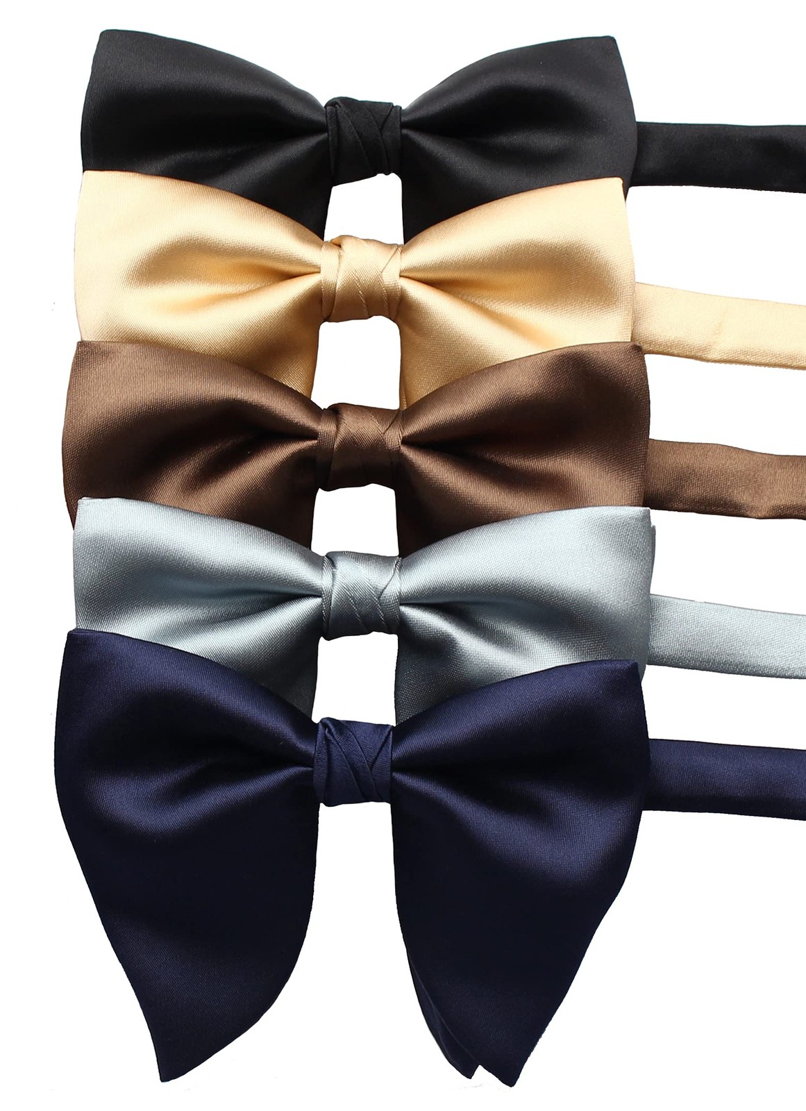 Mens Oversized Satin Silk Bow Tie Solid Color Formal Tuxedo Big Bowtie C- Black