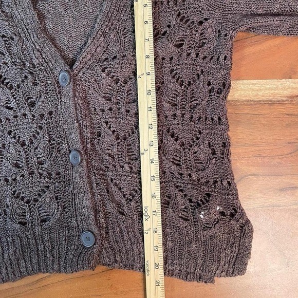Maurices Womens Pointelle Knit Button Front Cardigan Mauve Brown Size S