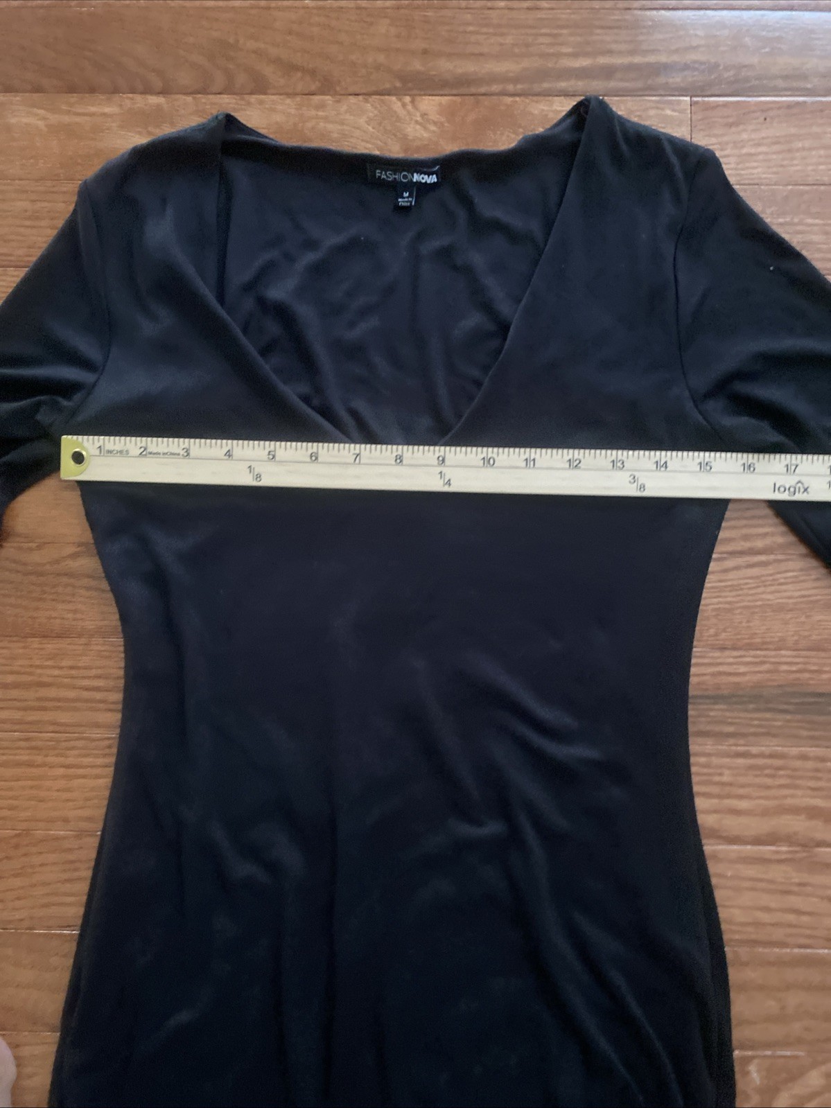Fashion Nova Women Black Long Sleeve Stretchy Dress Minimalist Quiet Luxury Y2K