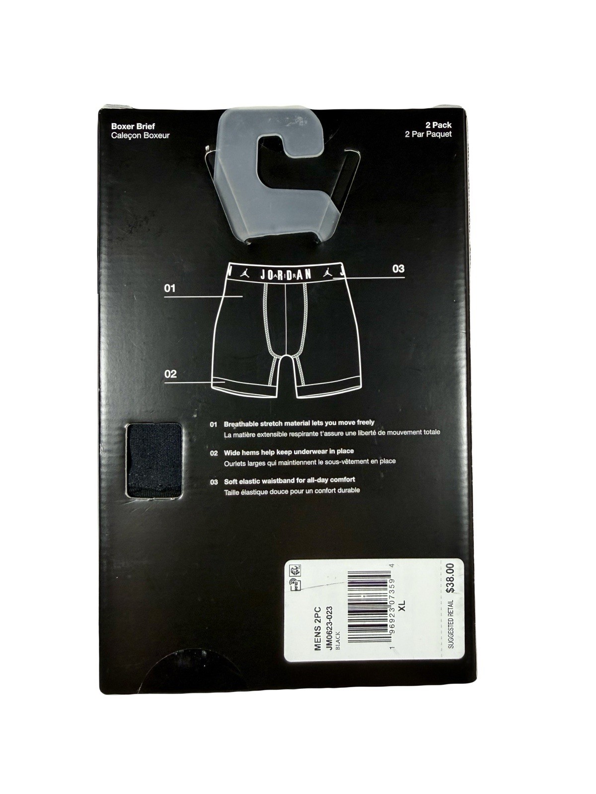 NWT. Jordan. 2 Pack. Flight Cotton Stretch Boxer Brief. Black. MRSP. $38.00