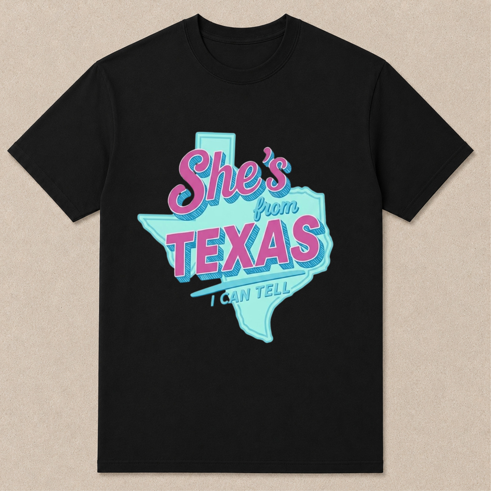 She’s From Texas I Can Tell Shirt, Retro Texas Map Graphic, Western Boho Tee