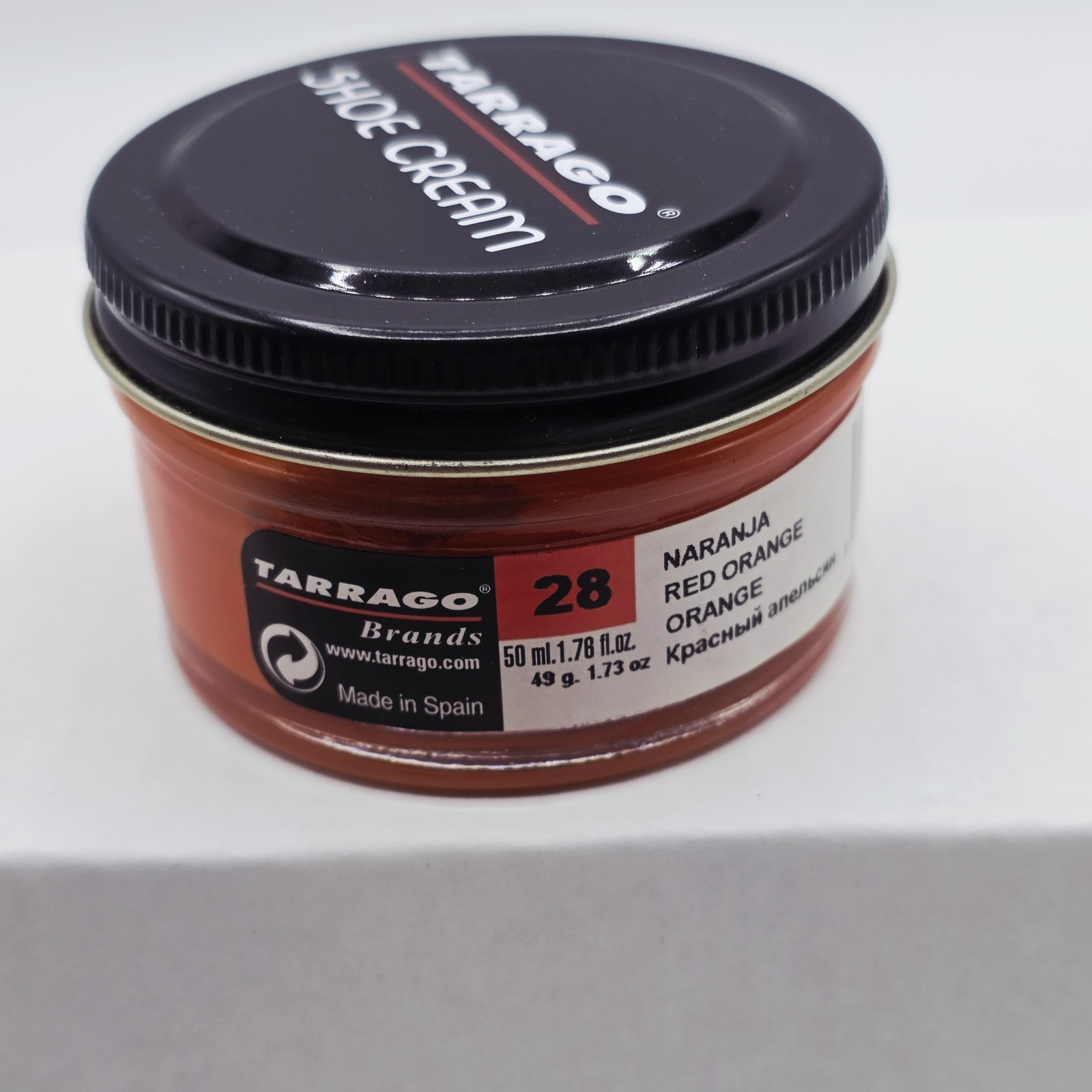 Tarrago Shoe Polish # 28 Red Orange Cream Leather Protector 1.76 oz. 50ml Boot