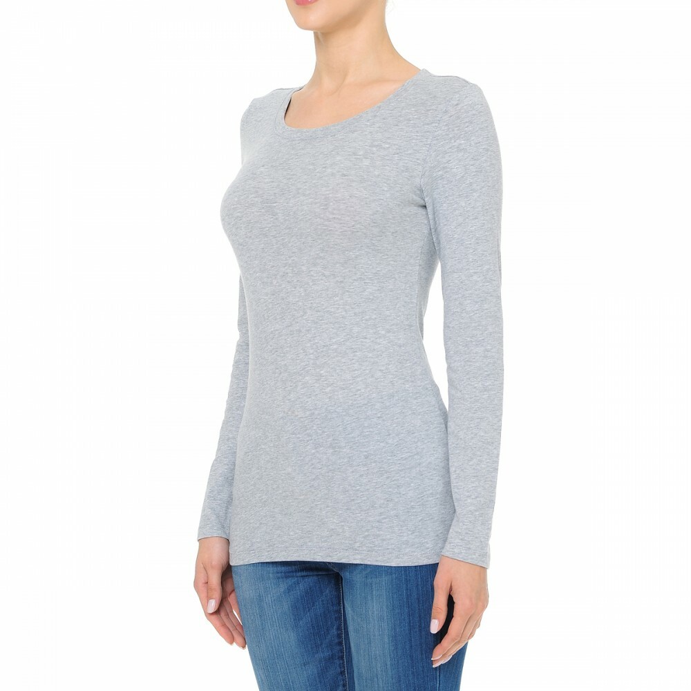 Long Sleeve T Shirt Crew Neck Round Neck Stretch Cotton Tee Plain Solid