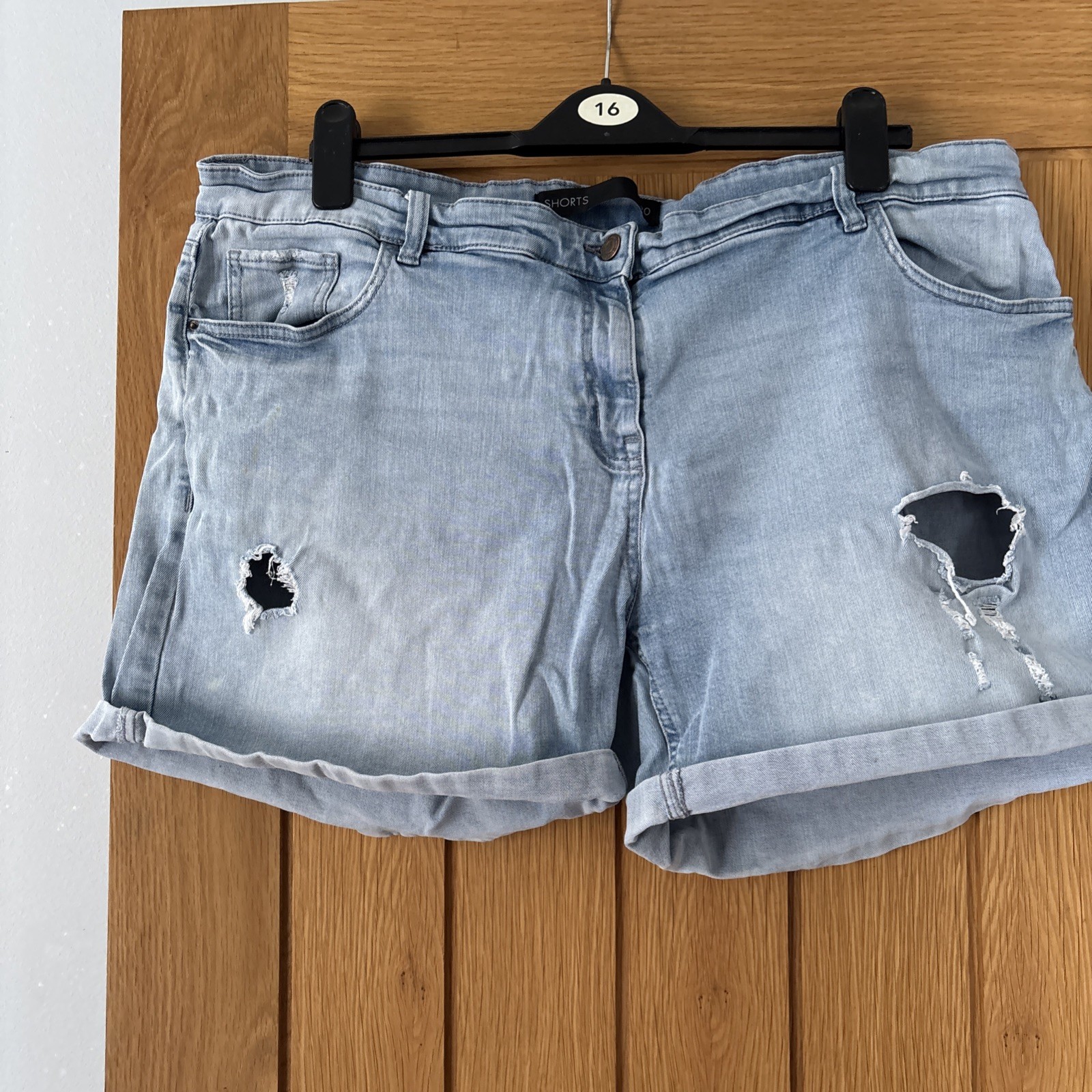 Next Light Wash Distressed Denim Shorts Size 20