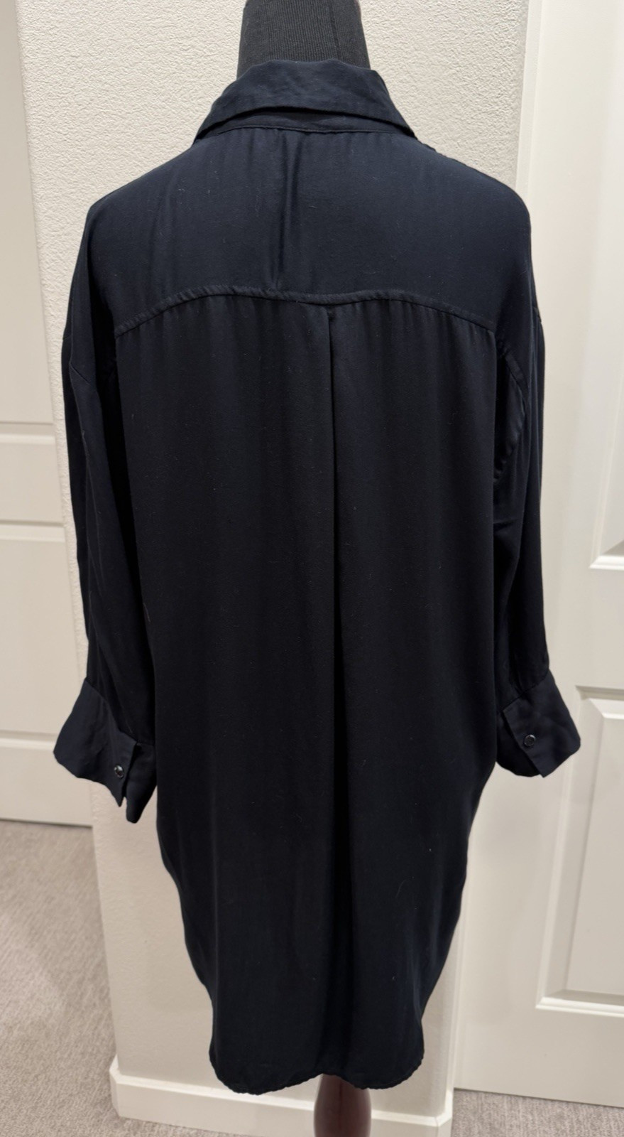 NEU NOMADS Women’s Black Shirt Dress XS Relaxed Button Front Minimalist Tunic