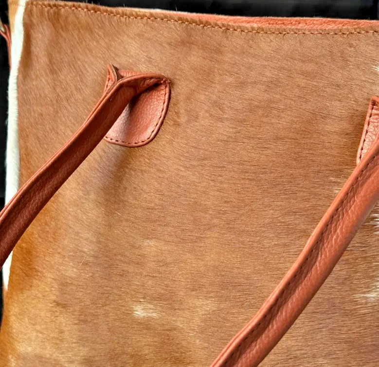 Handmade Cowhide Leather Shoulder Tote Bag Women Fashion Handbag