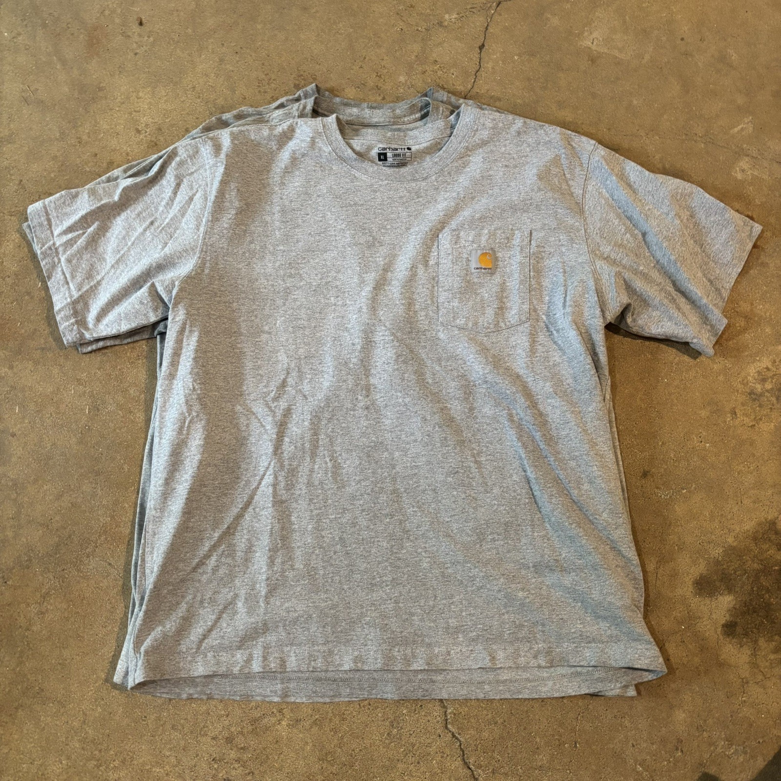 3 Pack of Gray Carhartt Men’s XL Loose Fit Pocket Logo Crew Short Sleeve T-Shirt