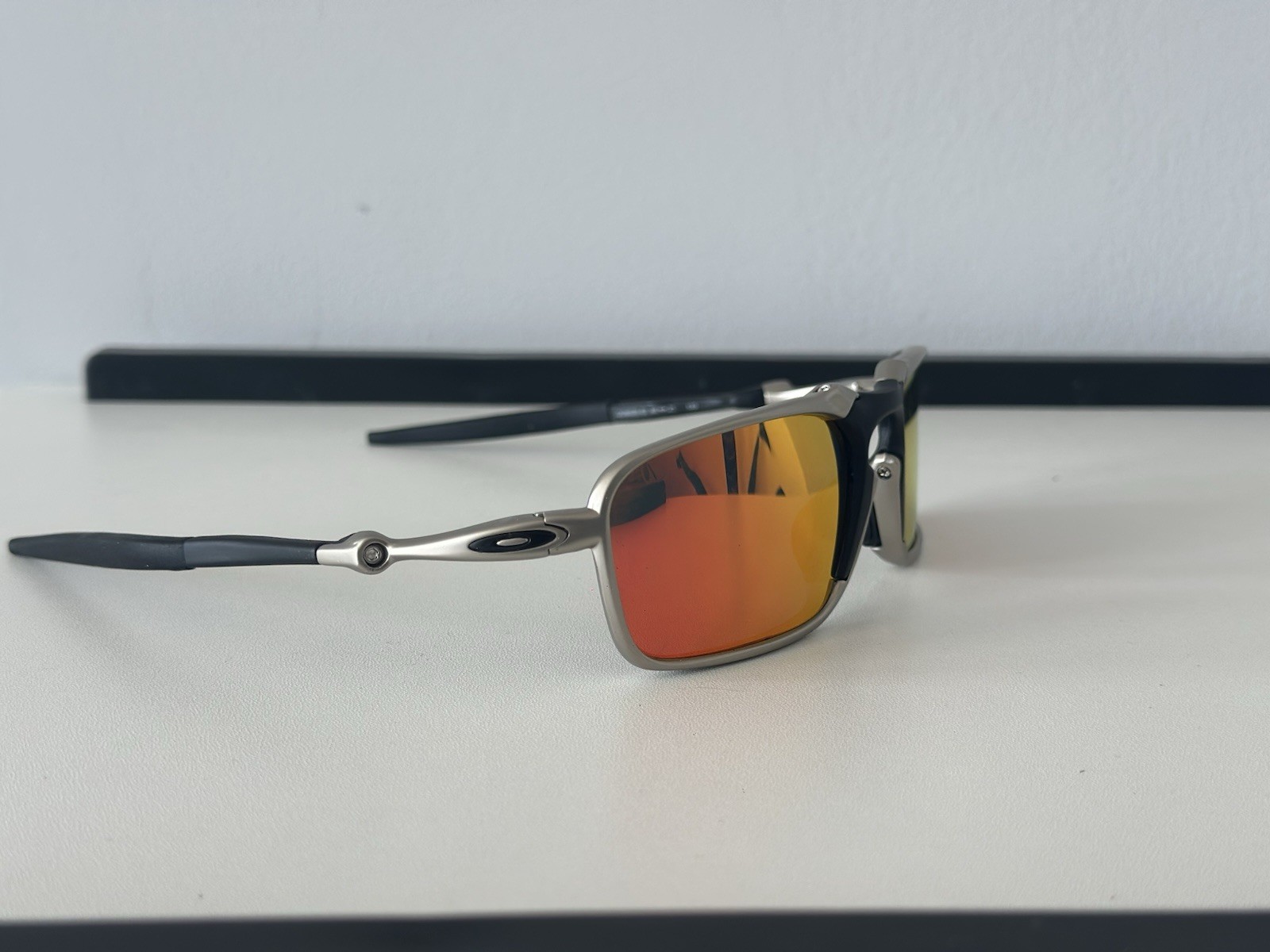 Oakley Badman Polarized Sunglasses Metal Frame Orange Lens
