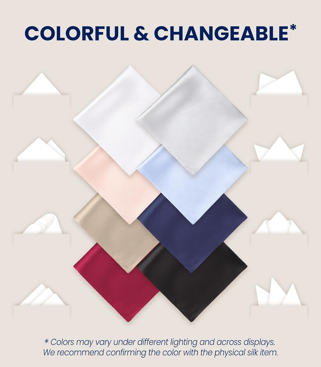 100% Pure Silk Pocket Square Solid Color