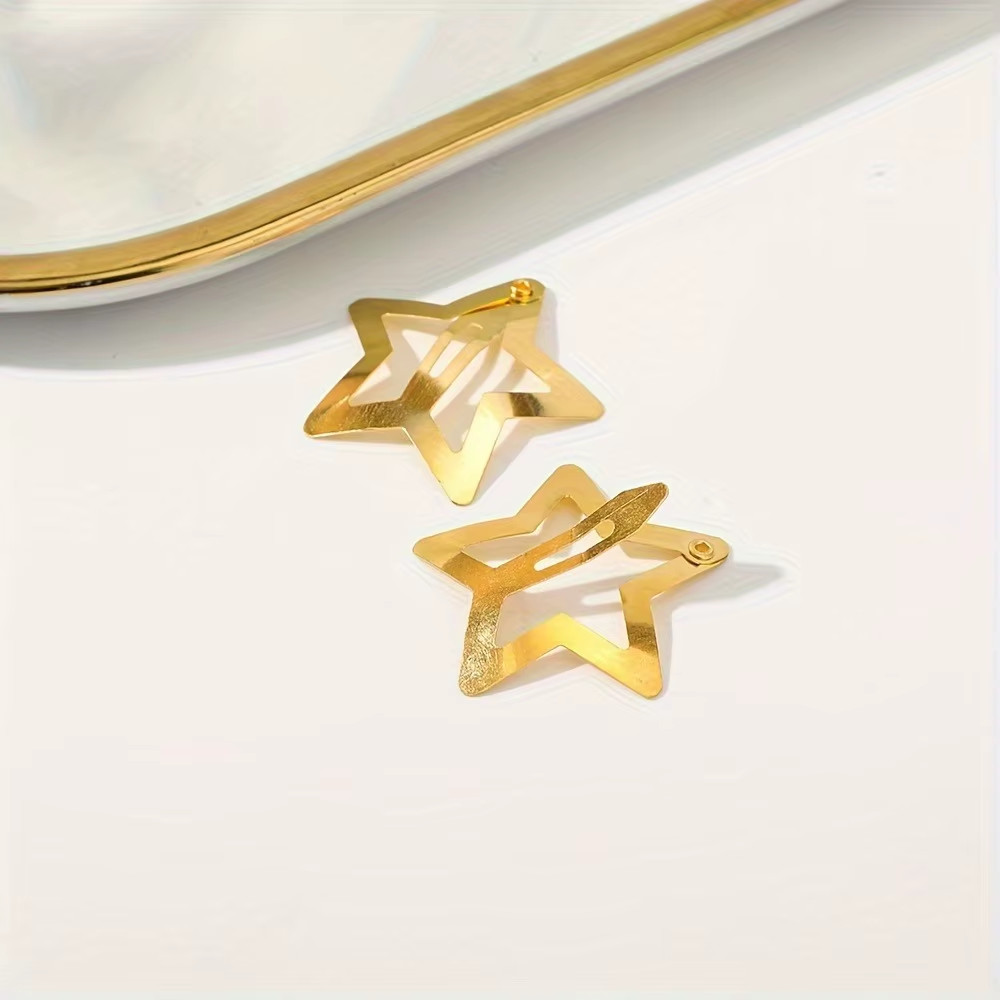 2-100Pcs Star Hair Clips for Girls Filigree Star Metal Snap Clip Hairpins Barret