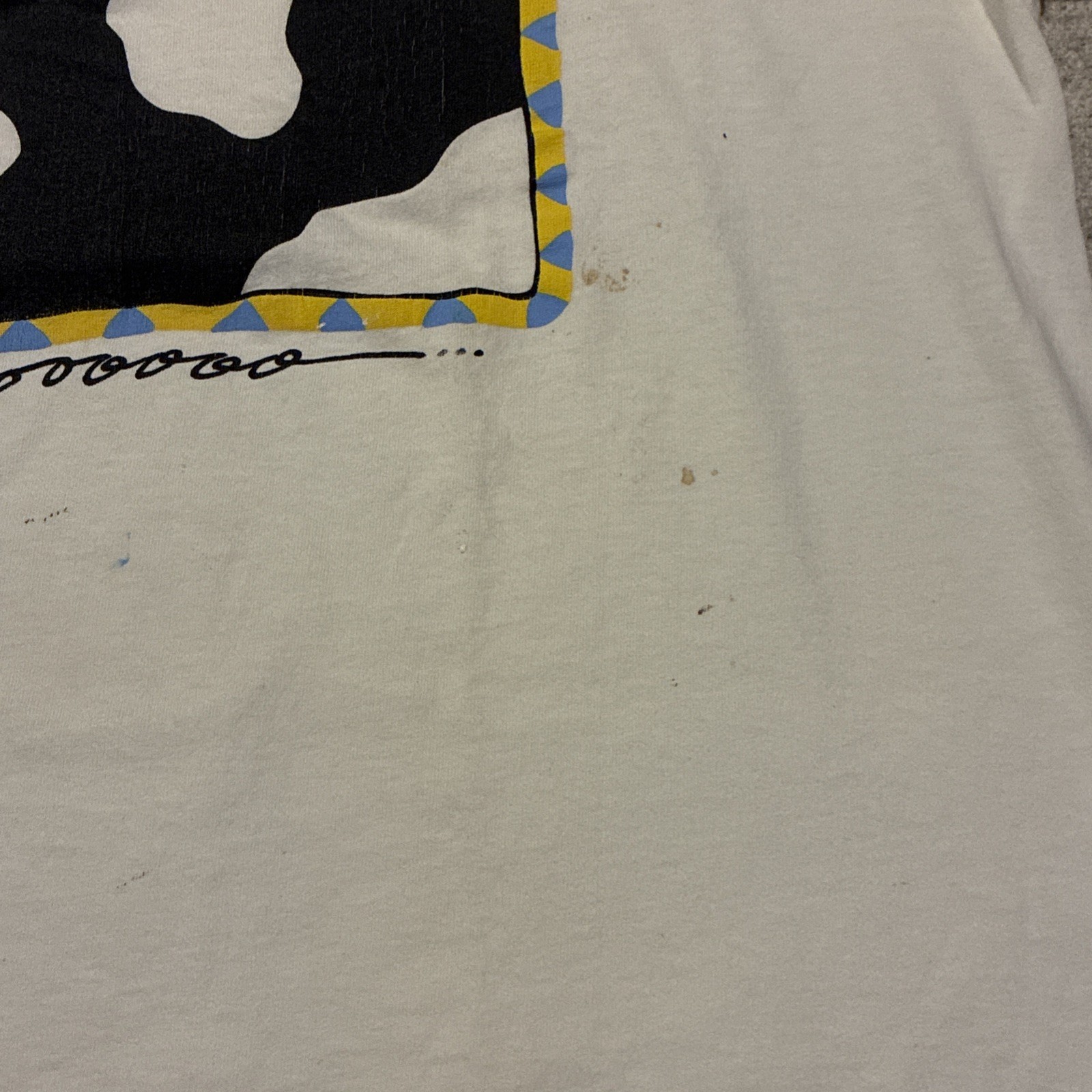Vintage 90s Cow Art Shirt L Moo White Shepherd