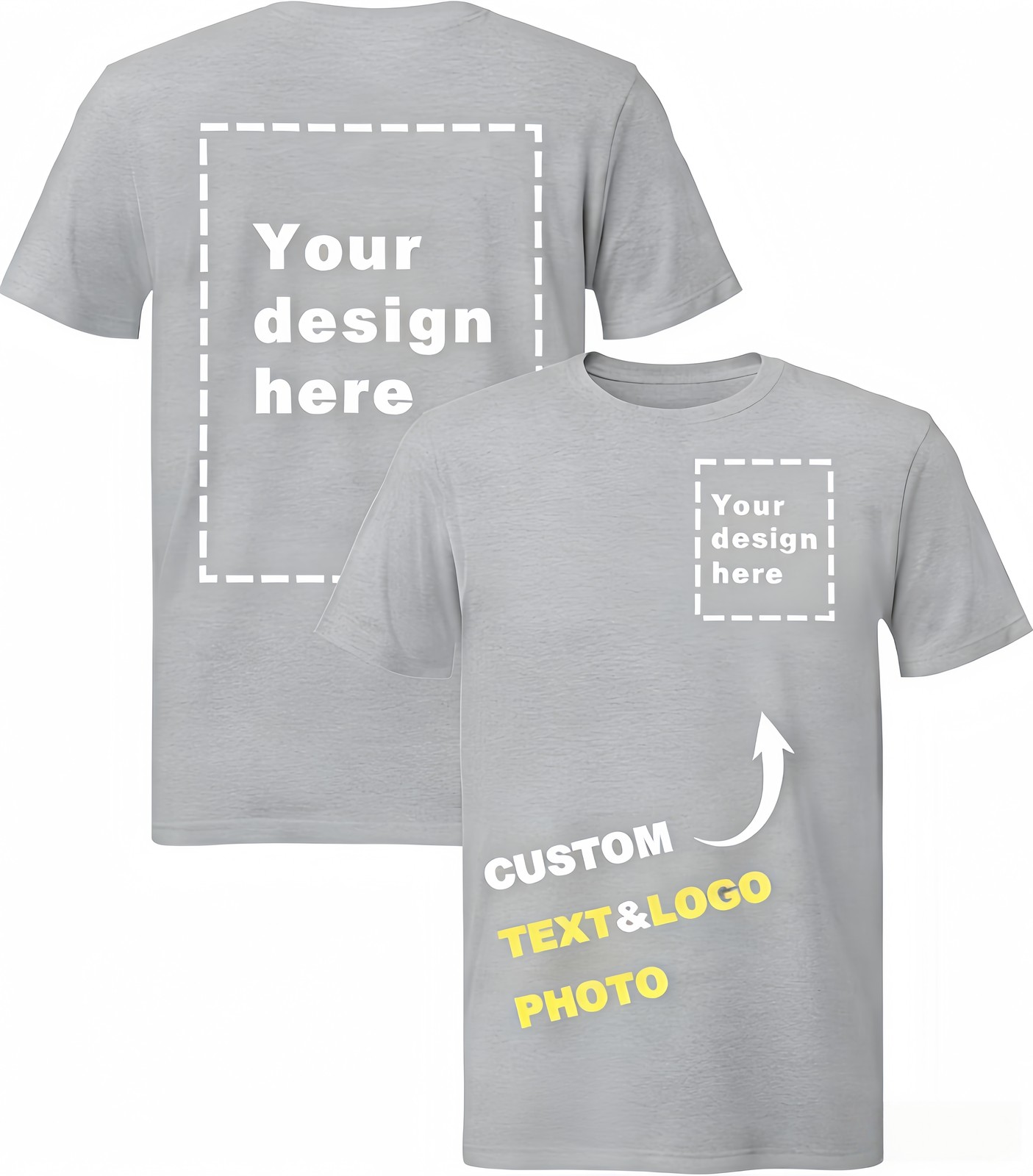 Custom T-Shirts: Print Your Photo/Logo Front & Back, Unisex Personalized Tee