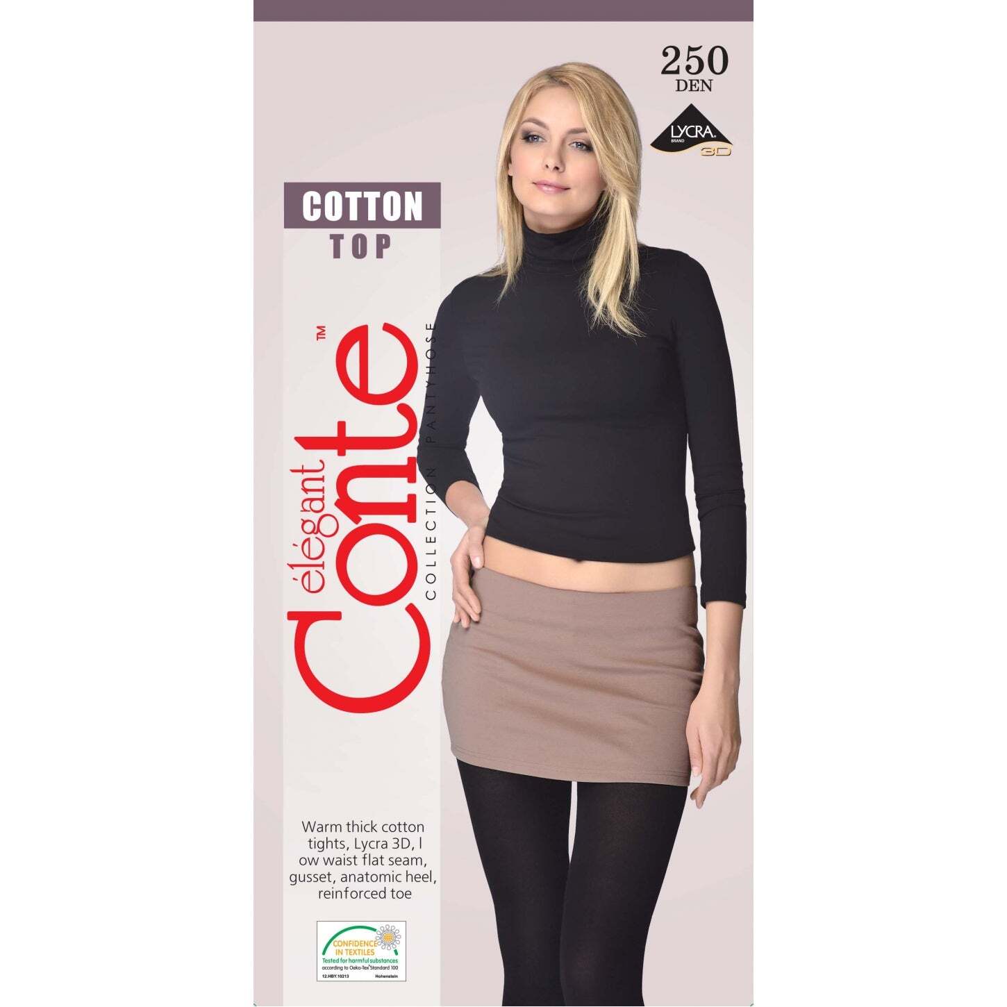 Conte Cotton Top 250 Den – Warm Opaque Low Waist Women’s Tights (7С-36СП)