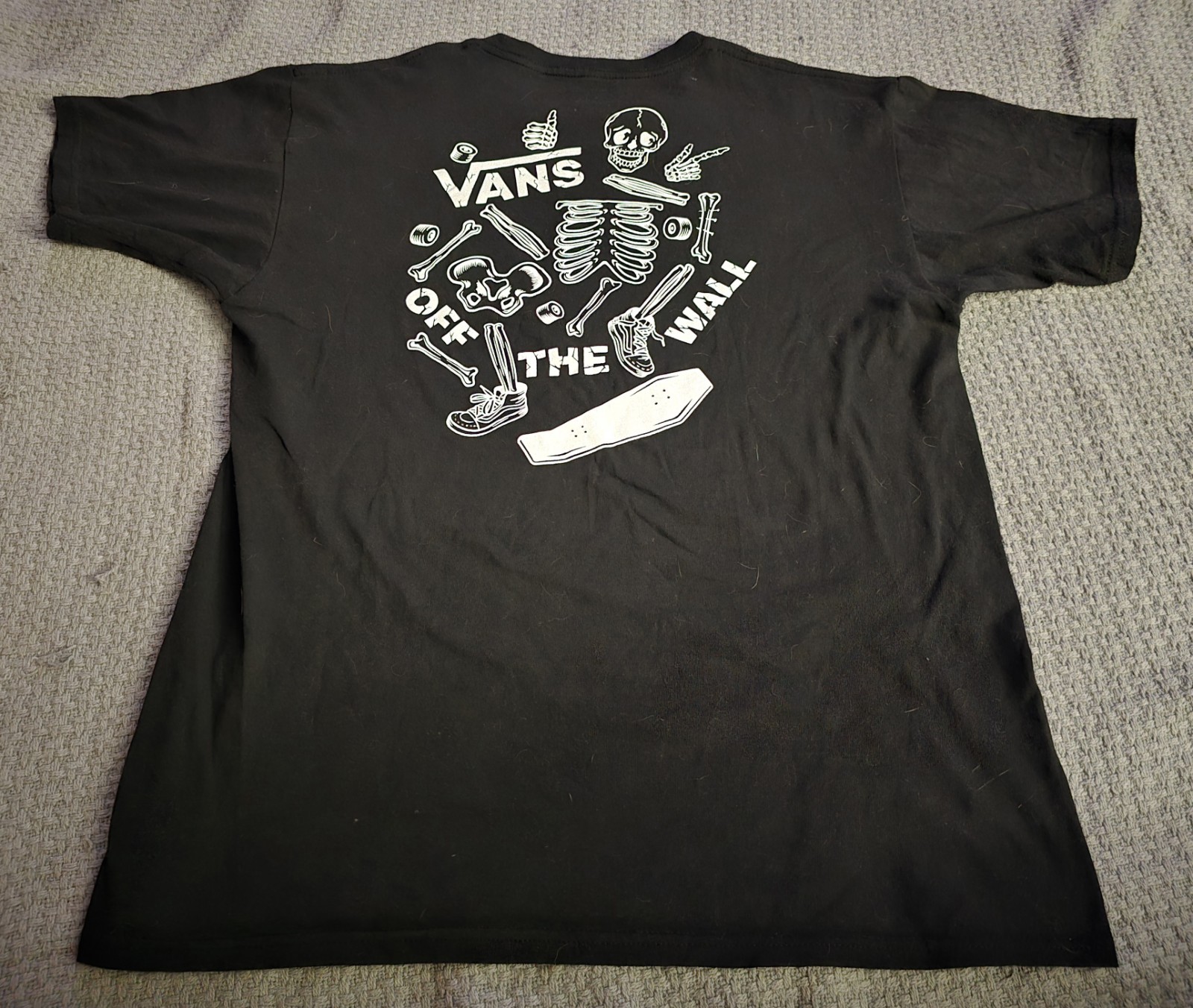 Vans Off The Wall Distressed Skeleton Graphic Tee Black Large size L