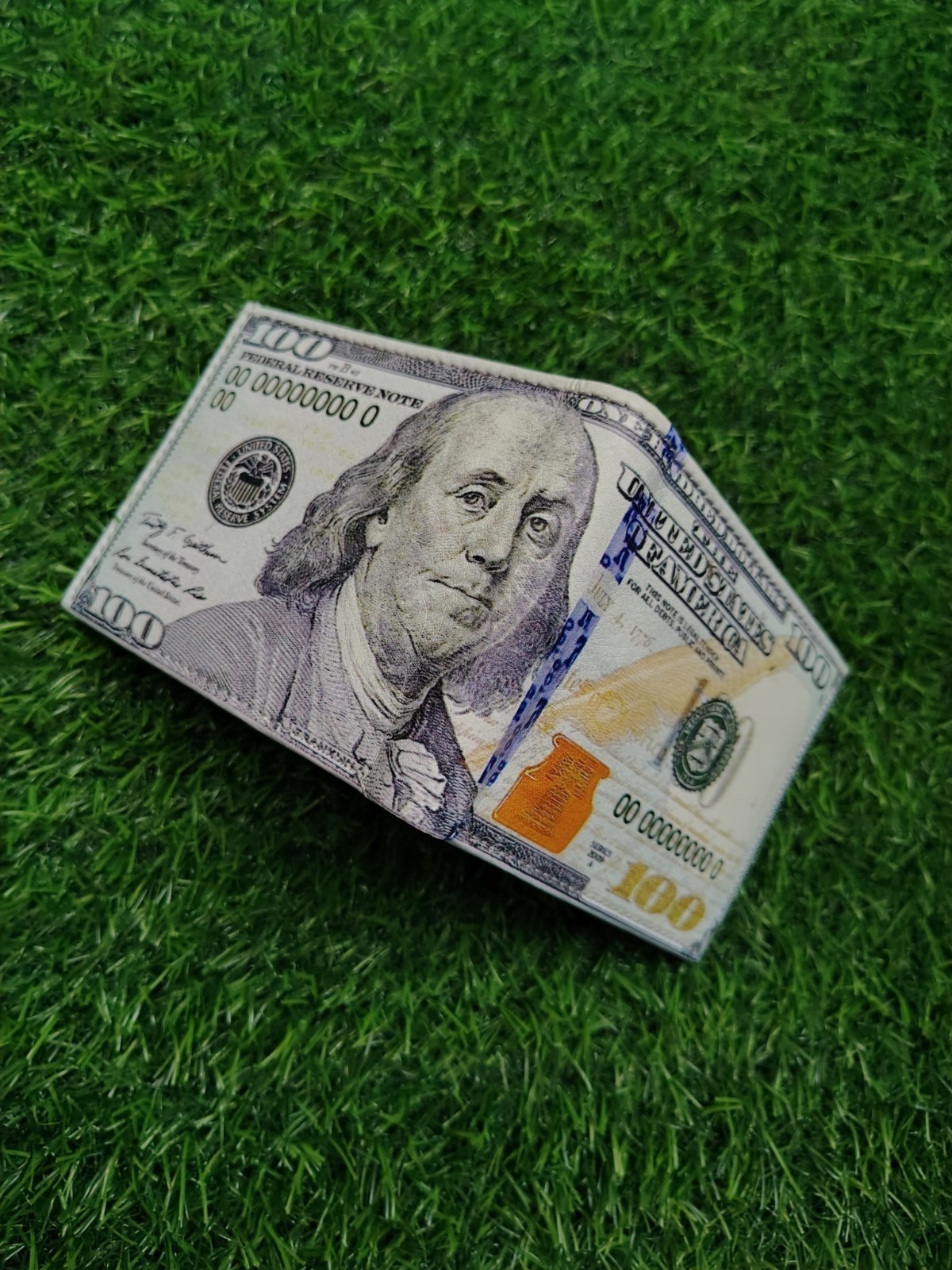 USA $100 One Hundred Dollar Print Men’s Leather Bifold Novelty Wallet for Gift