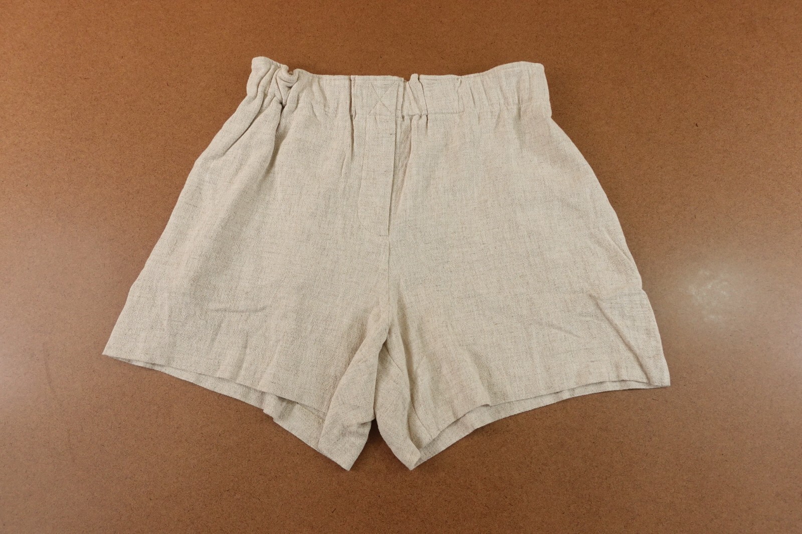 Weekday Womens US 4 Natural Linen Blend Ava Pocket High Rise Paperbag Short NWT