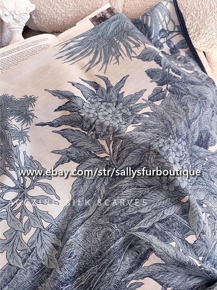 Sallys 70% Cashmere & 30% Silk Wrap Scarf Garden Print Double Face Shawl 53″