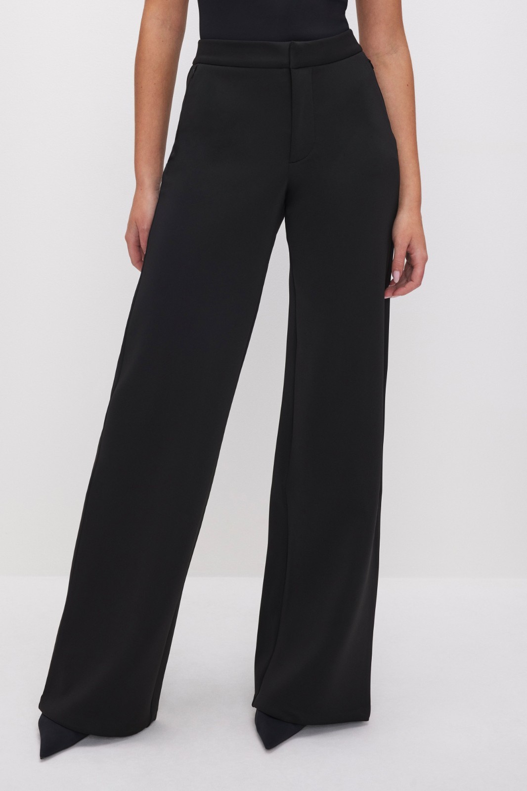 Good American Scuba Wide Leg Pants Black Sz 2 EUC Returns Accepted