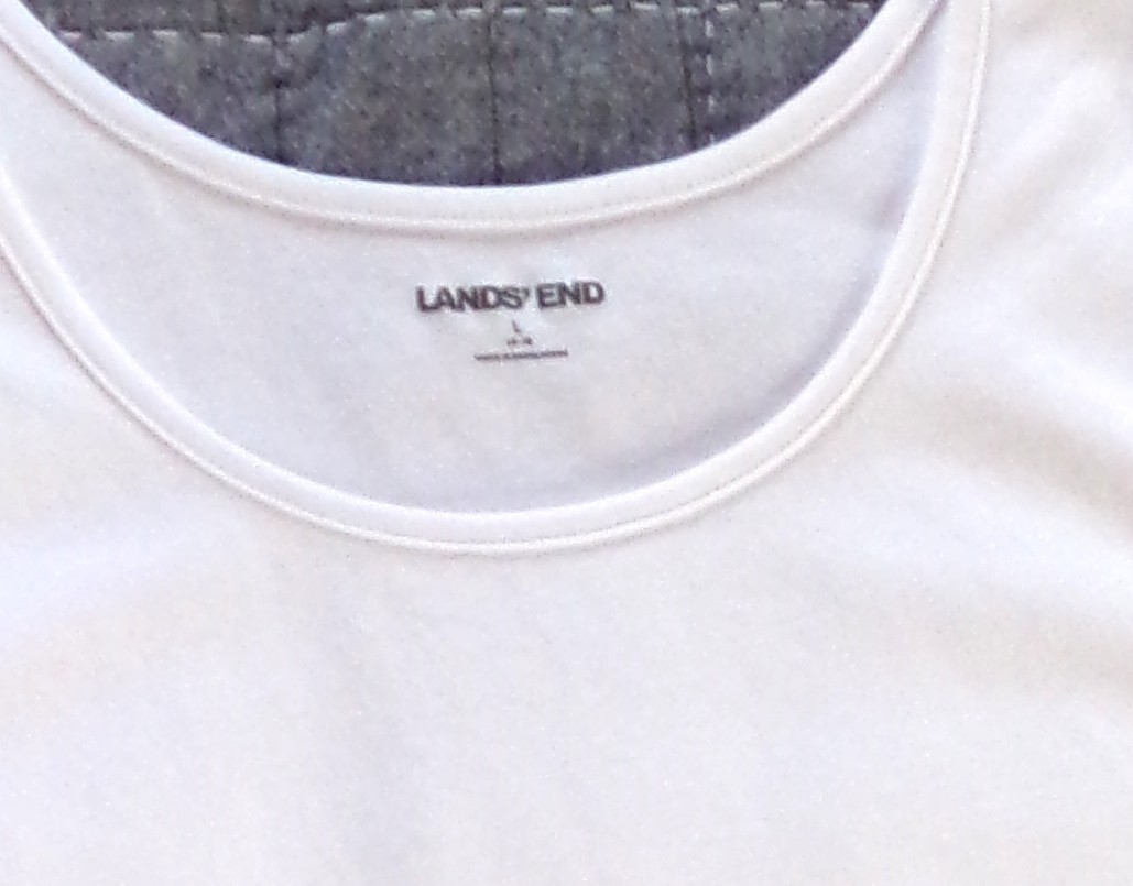 Land’s End Scoop Neck Tank Top 100% Cotton Clear Bright White Lg EUC