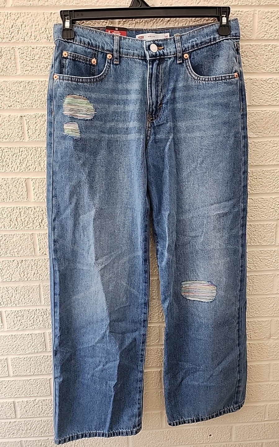 Levi’s Girls Wide Leg Classic Mid-Rise Button/Zip Closure Denim Jeans size 16