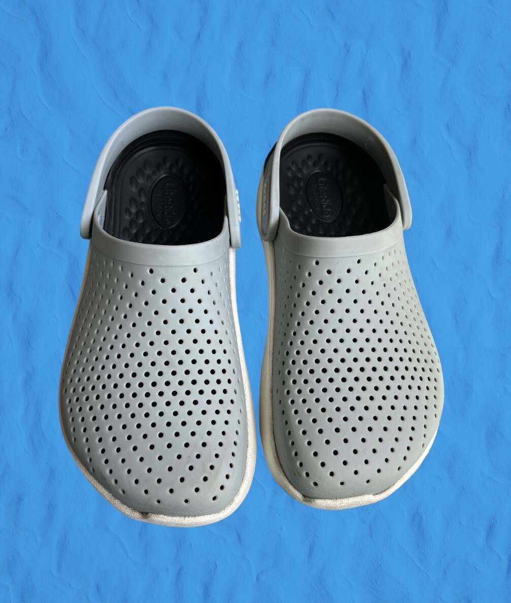 Crocs Unisex Grey Literide Comfort Slip-On Clogs Grey & Black Size Men 4 Women 6