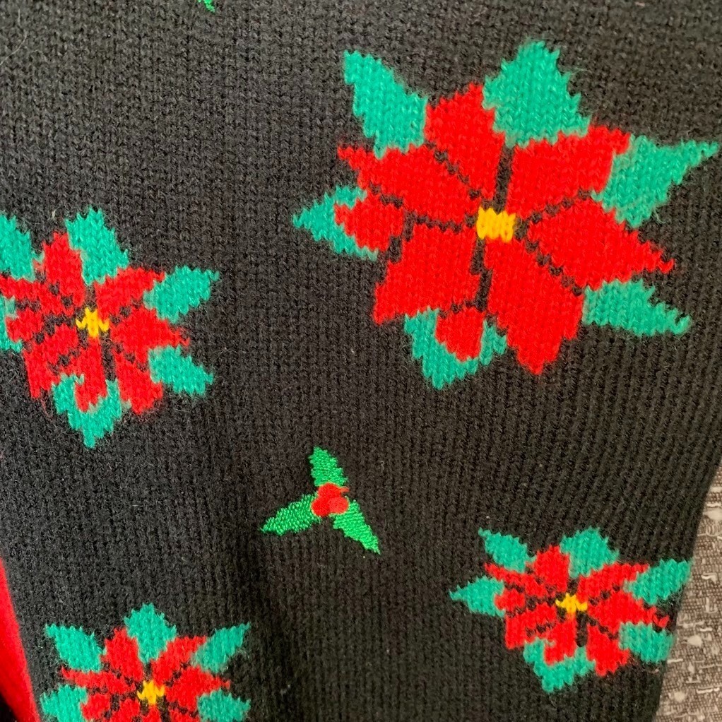 Jolly Sweaters Knit Christmas Sweater Holiday Poinsettia Women’s M
