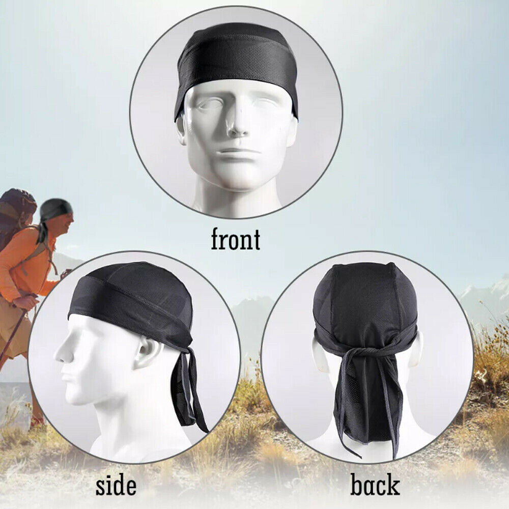 Durag Skull Cap Head Wrap Biker Motorcycle Du Do Black Bandana Paisley Doo Rag