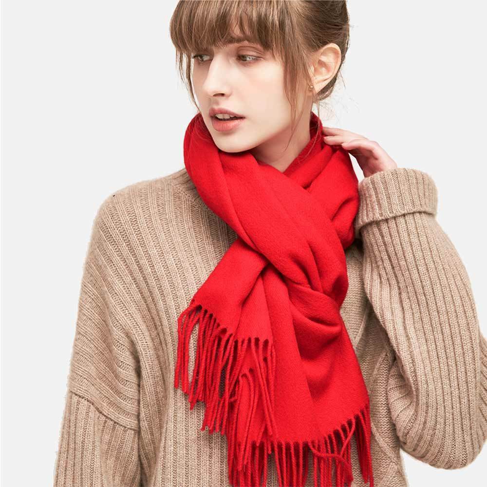 Winter Unisex Plain Solid Scarves 100% Cashmere Wool Warm Scarf Made in Scotland