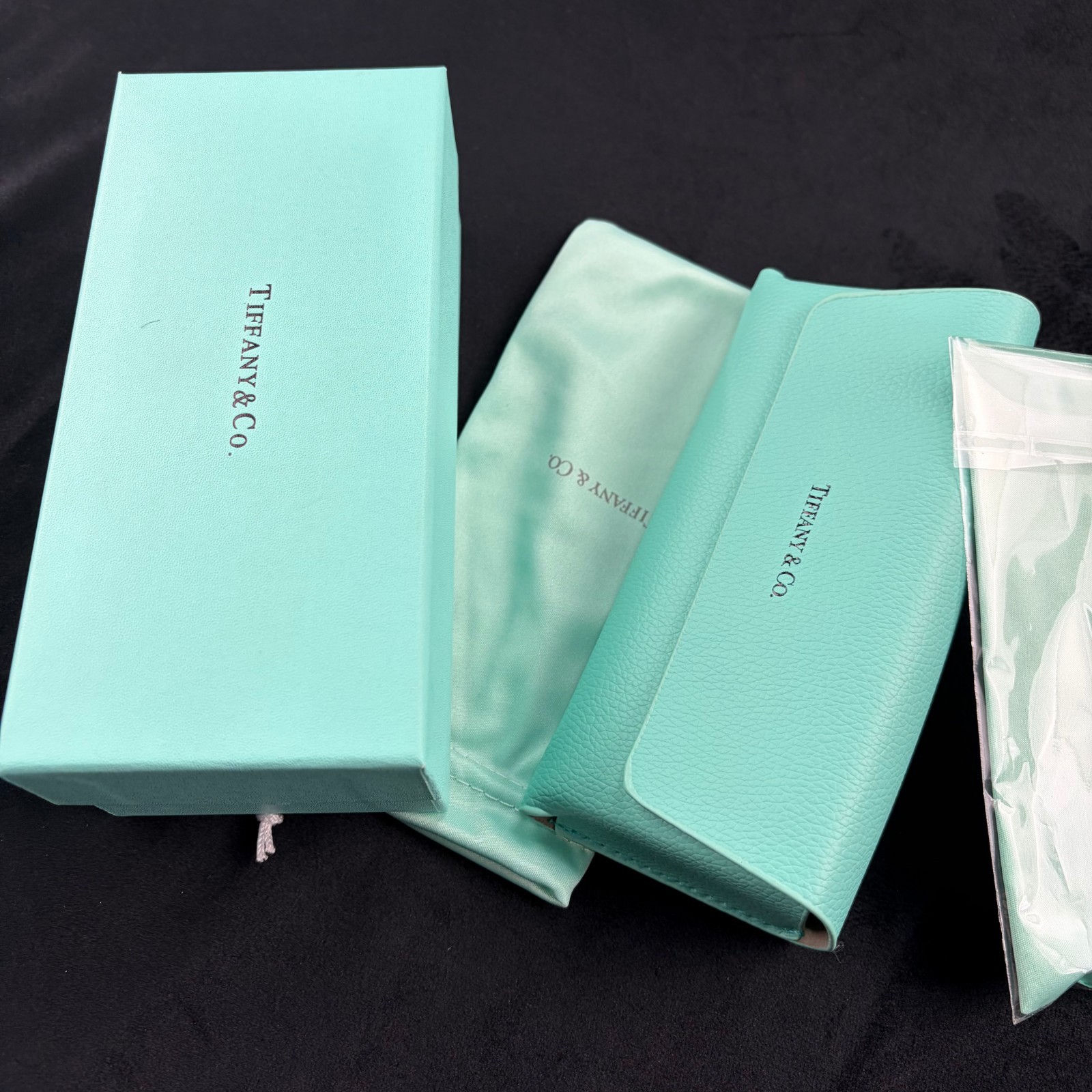 New In Box – Tiffany Black & Blue Oval Sunglasses for Women Designer Eyewear