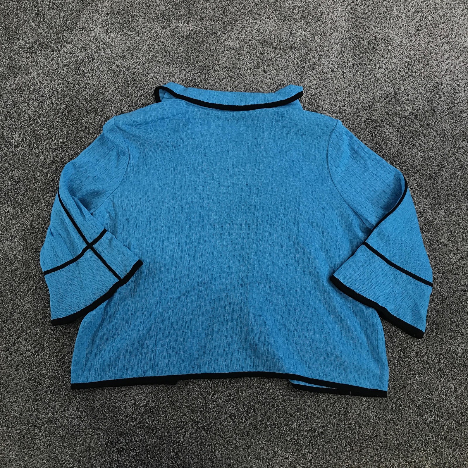 MING WANG Cardigan Sweater Womens PL Blue Open Front Dolman Sleeve Knit