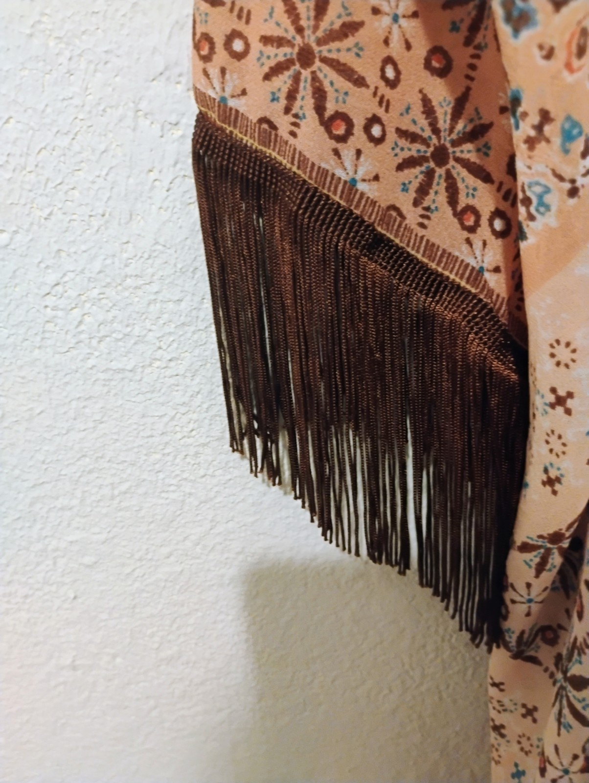American Rag CIE Womens Paisley Fringe Kimono Shawl/Wrap Pink Brown Blue