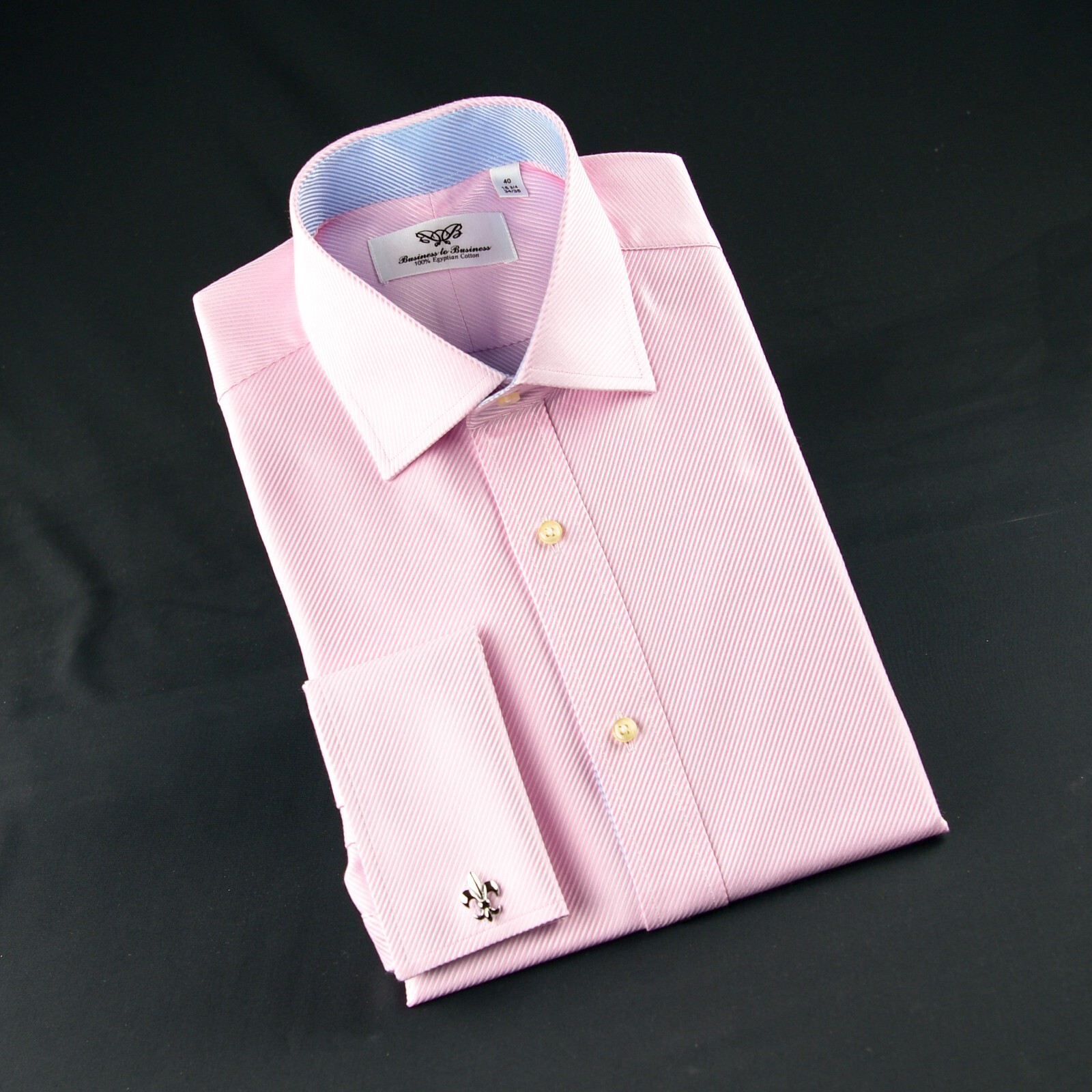 Elegant Pink Twill Double Ply 80’s Fine Wevon Formal Shirt Matching Inner Lining