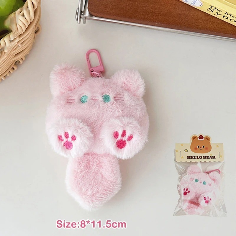 Cute Plush Cat Keychain Backpack Bag Charm Soft Animal Pendant