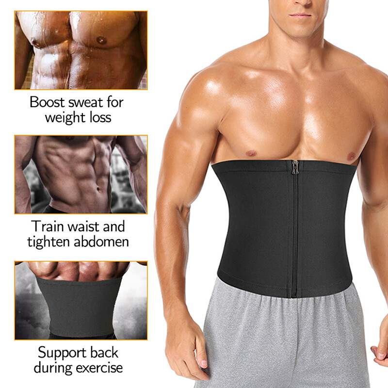 Mens Waist Trainer Abdomen Reducer Sauna Body Shaper Sweat Trimmer Belly Belt
