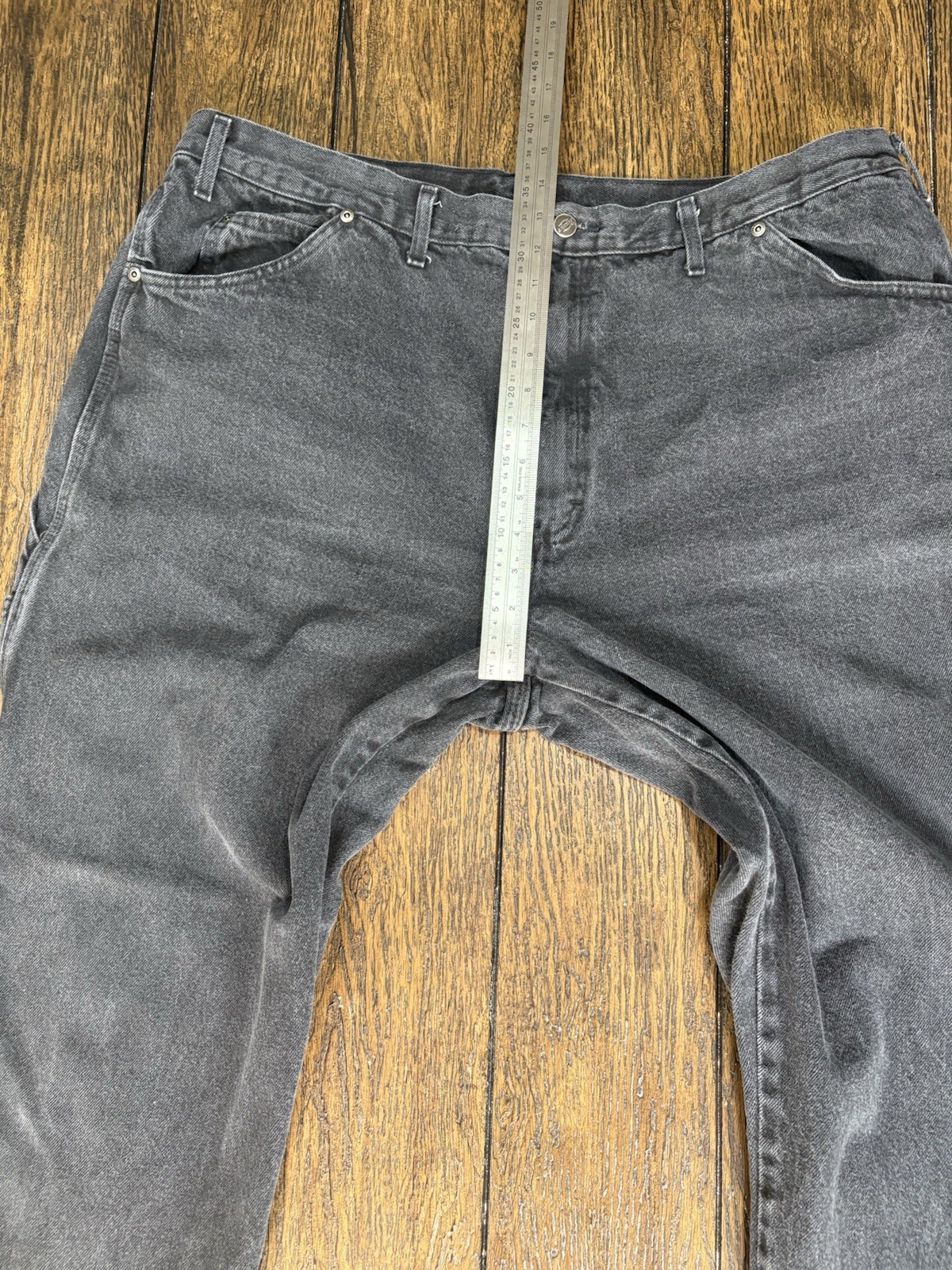 Dickies Men’s black Denim Jeans Dark Wash Relaxed Fit Straight heavy Sz 44×32
