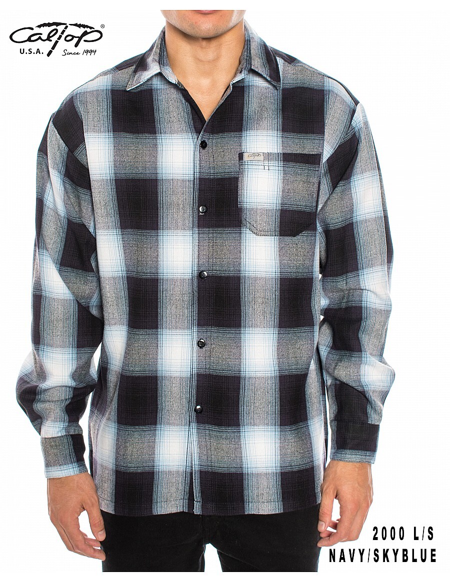 CALTOP OLD SCHOOL FLANNEL VETERANO LONGSLEEVE SHIRT PLAID SM-5X GANGSTER