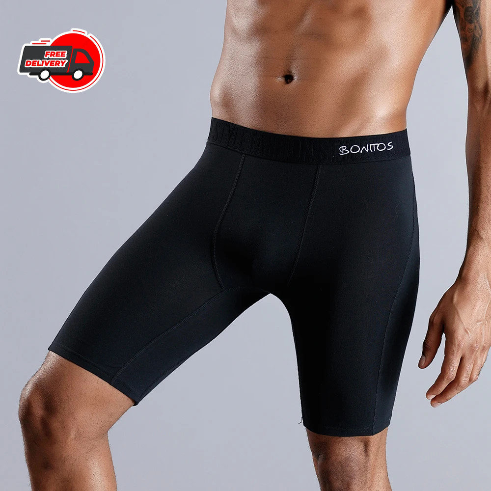 Cotton Long Leg Boxer Shorts Men Big Size Stretch Breathable Underwear