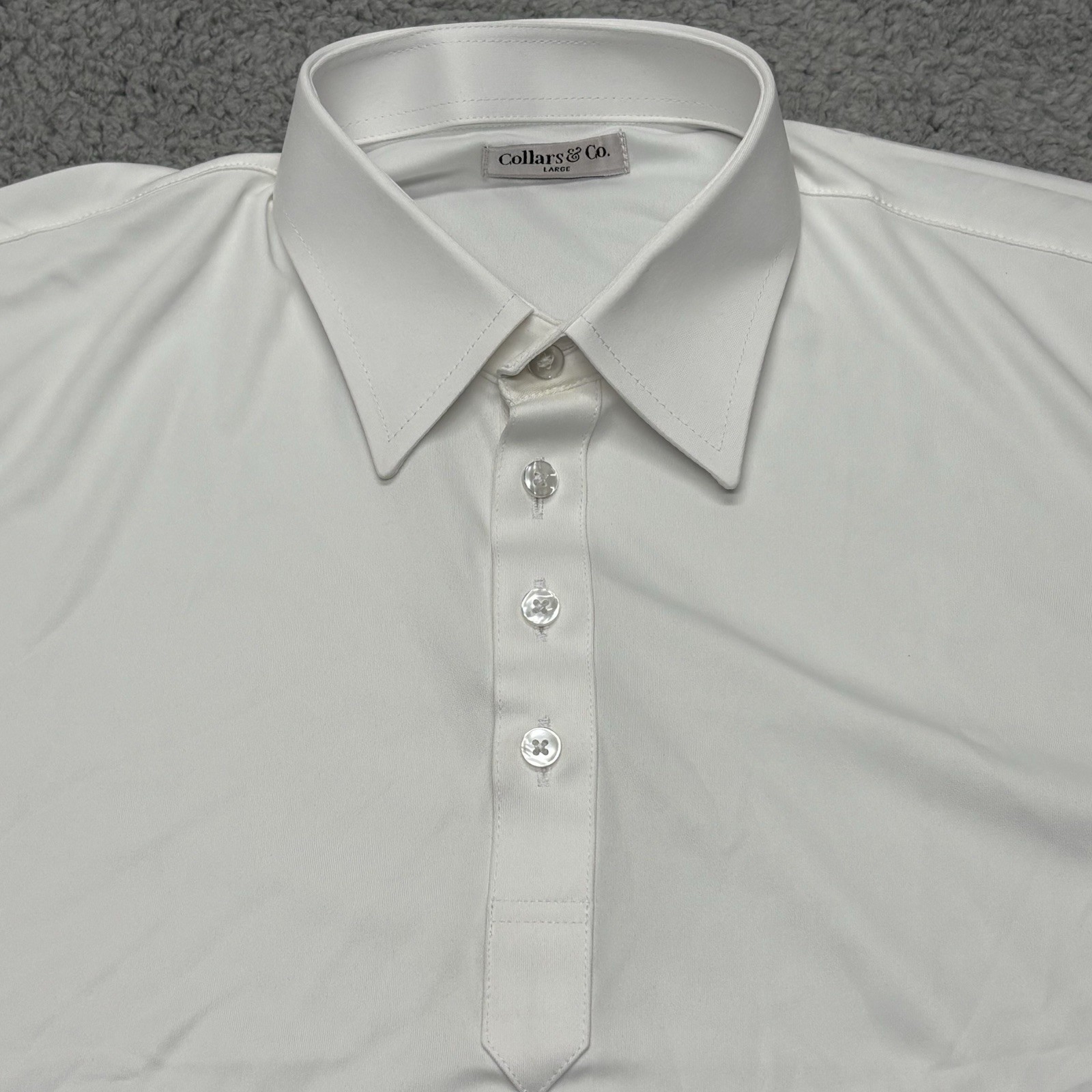 Collars and Co Mens New Dress Collar Performance Polo Shirt White Office Golf