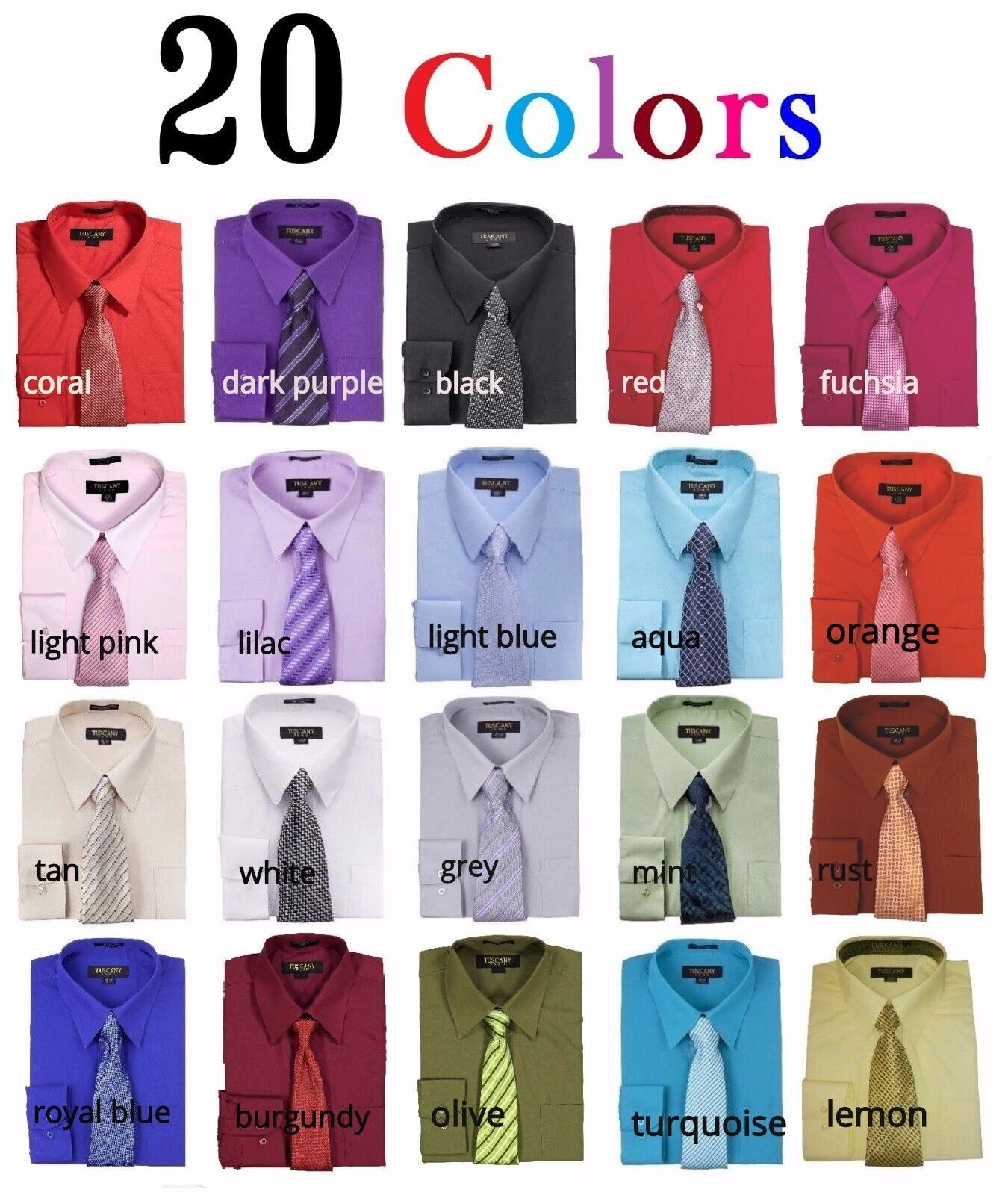 Men’s Dress Shirts With Matching (Random design) Tie Set Cotton-Blend Shirt Set
