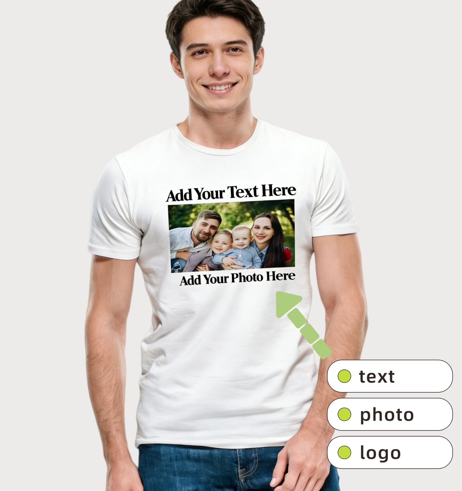Personalized Custom Photo T-Shirt Gift for Dad Fathers Day Soft Cotton