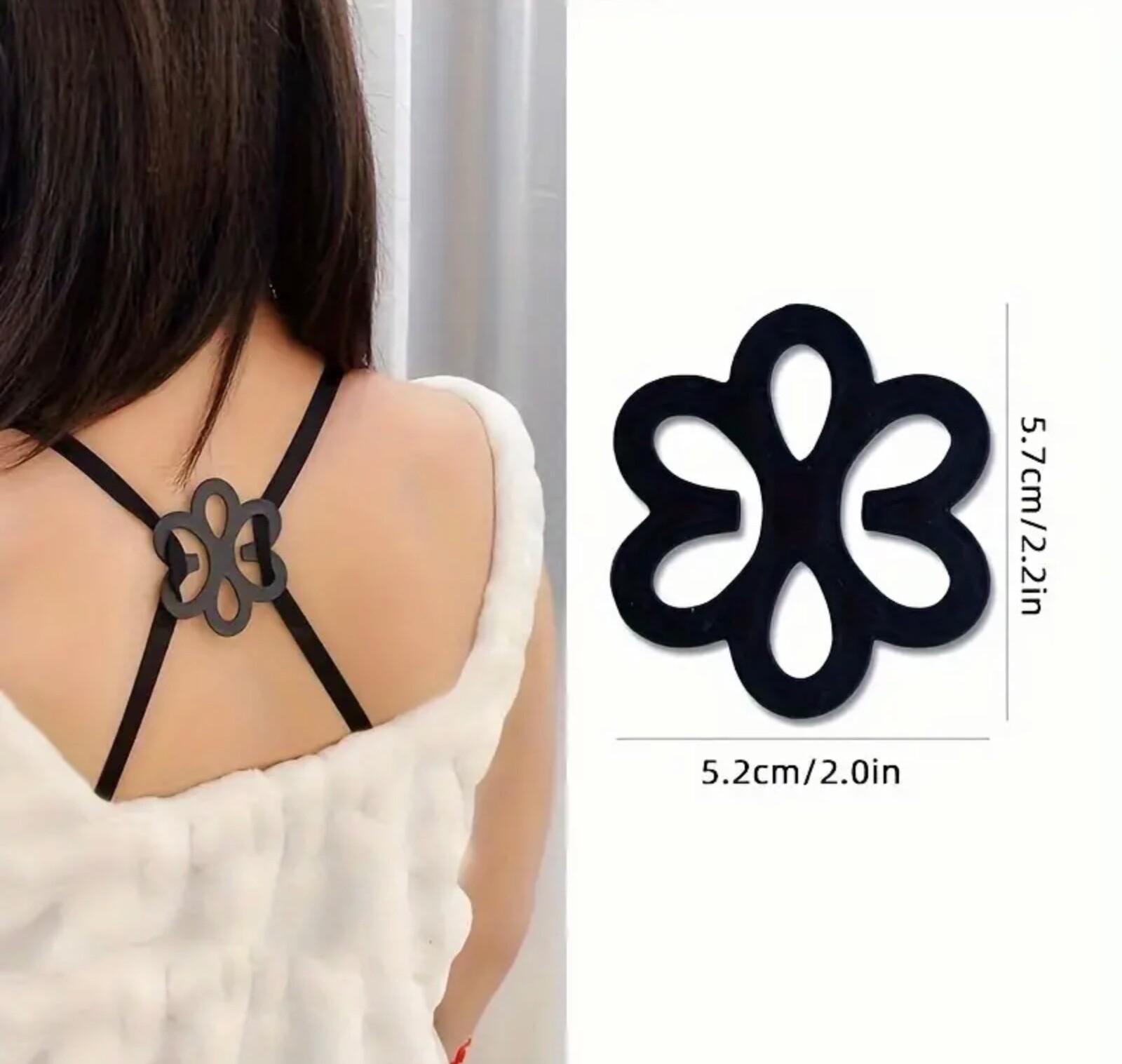 3pc Racer Back Clips Cleavage Enhancer Bra Straps Clip Racer Back, Flower style