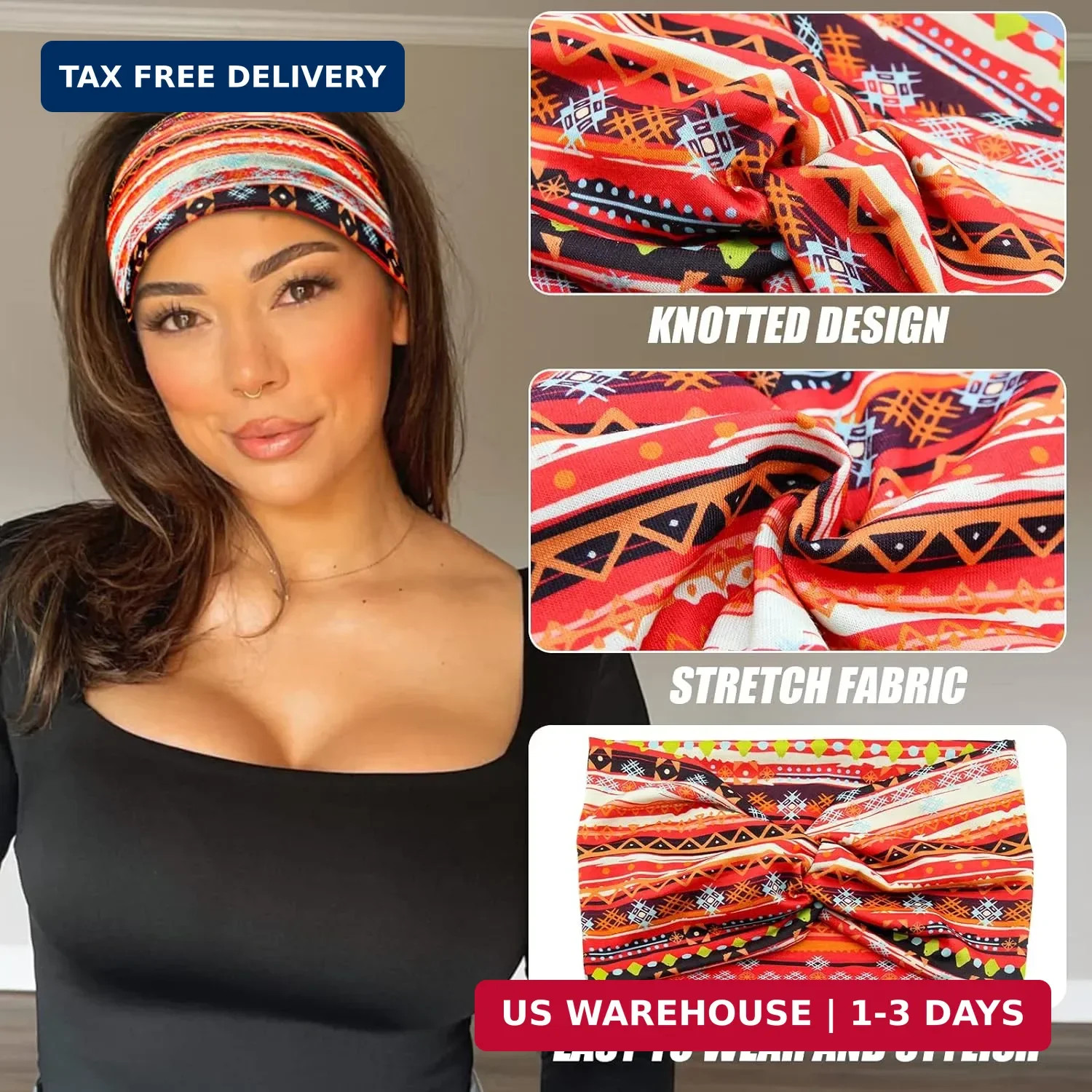 Wide African Headbands for Women Boho Twist Head Bands Elastic Turban Headwraps