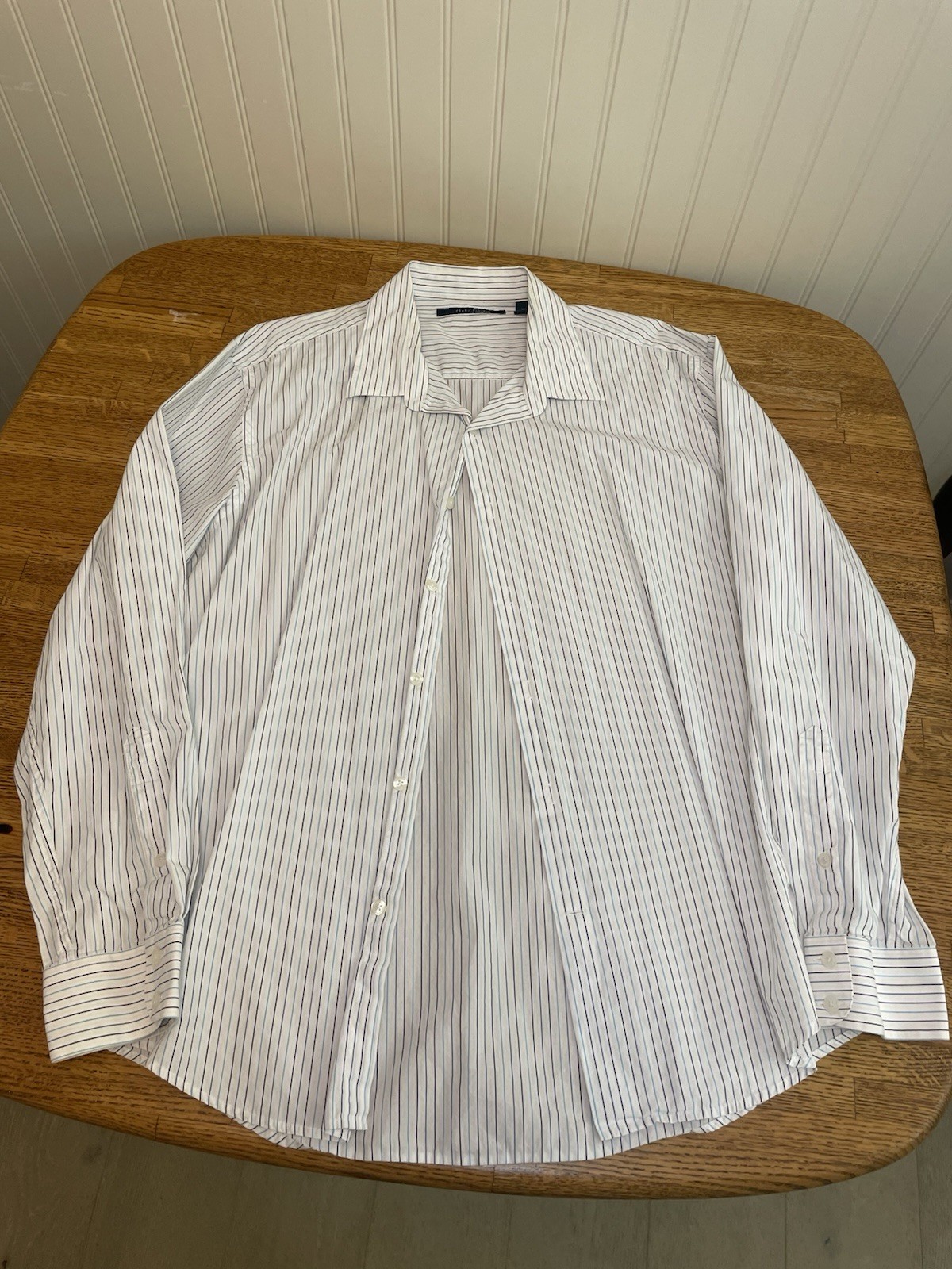 Perry Ellis Men’s Woven Striped Dress Shirt Long Sleeve XXL White Blue