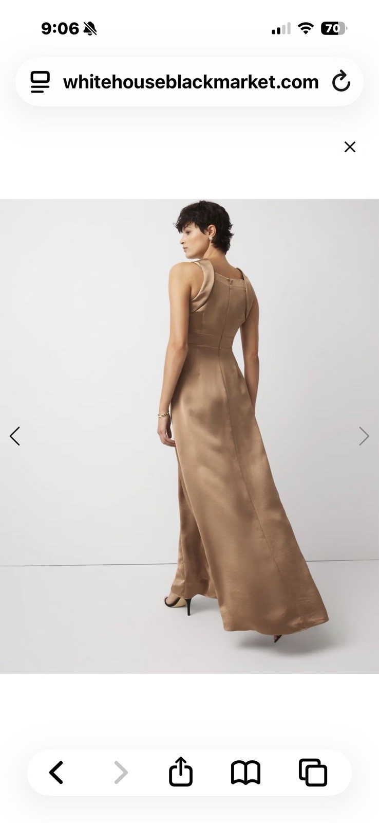 WHBM White House Black Market Metallic Gold Bronze Satin Gown Dress Sz 8 NWT