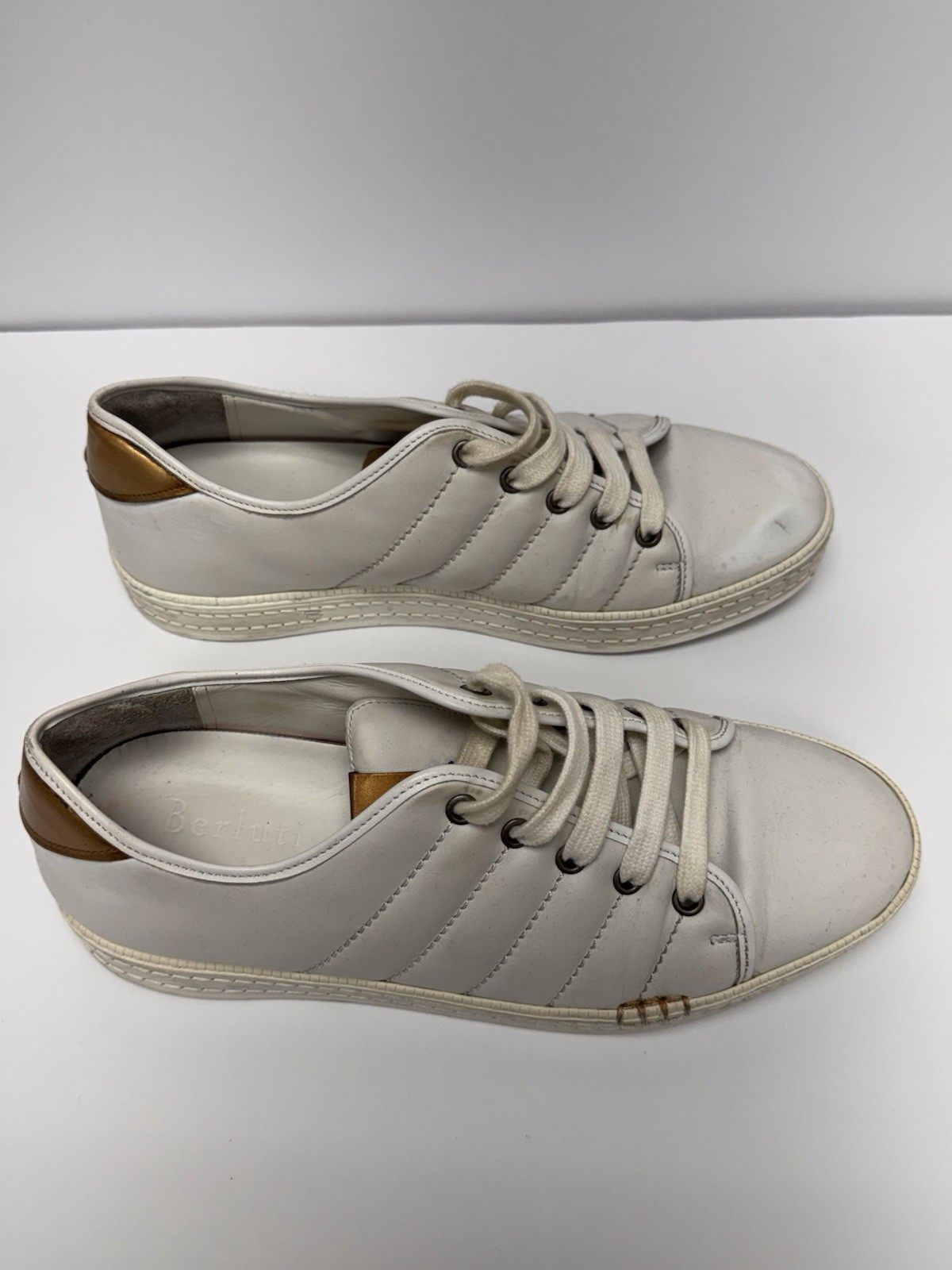 BERLUTI “Playfield” White Leather Low-Top Sneaker Shoes men’s size 8 US